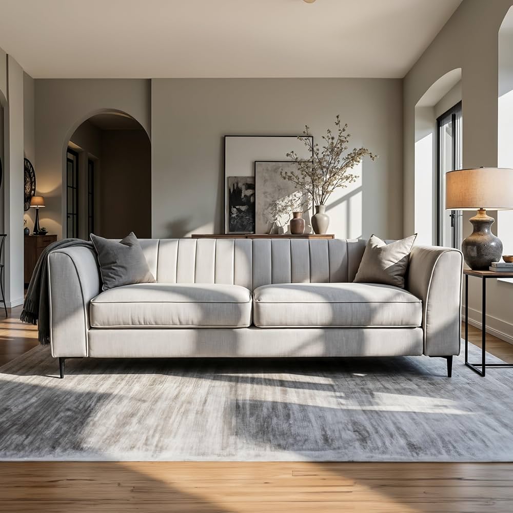 その他 CabCallawayACMEFurnitureDELMAR SOFA3P ROWAN mid-century modern 100% leather 3-seater sofa | Structube